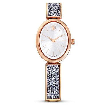Swarovski Crystal Rock Oval Watch, Black Ladies Watch with Elegant Dial, Swarovski Crystals and Adjustable Metal Bracelet on Sale